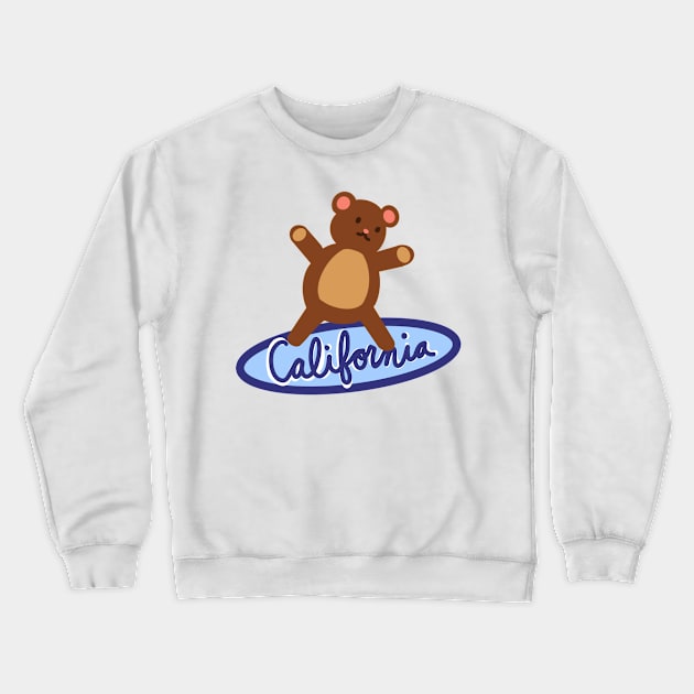 California Surfing Bear Crewneck Sweatshirt by avadoodle